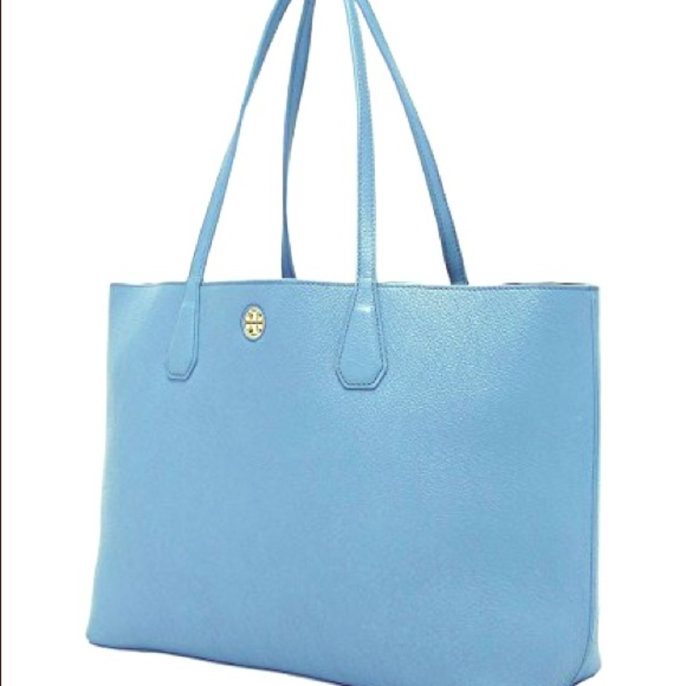 Tory Burch Light Blue Leather Tote Bag